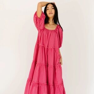 NWT ZOCO DAYMAKER MAXI  DRESS PINK GINGHAM  SIZE MEDIUM